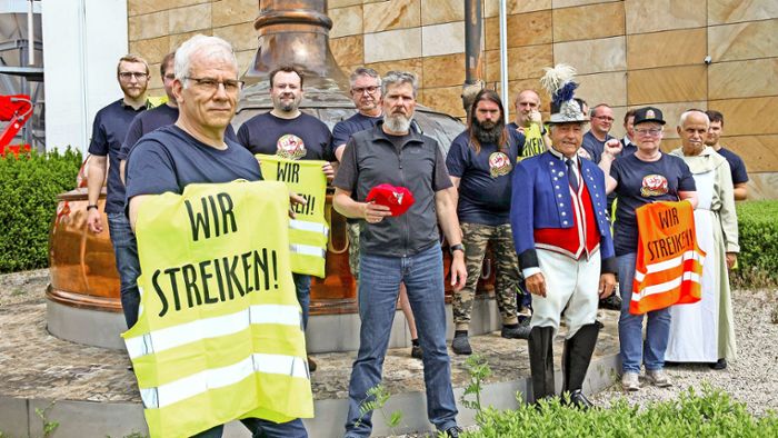 Gewerkschaft streikt vor Kulmbacher Brauerei