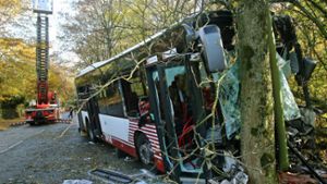 Bus kracht gegen Baum, Fahrer tot